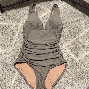 J.Crew Stylish One-Piece Swimsuit in Taupe